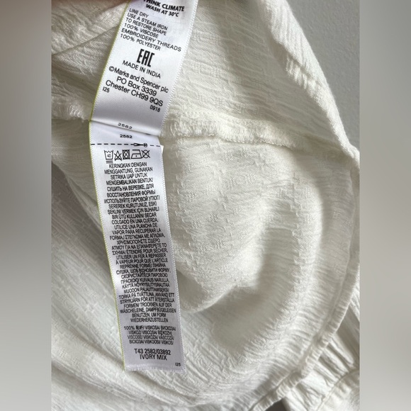 M&S White Bohemian Hippie Flowy Long Sleeve Blouse Embroidered - Picture 9 of 15